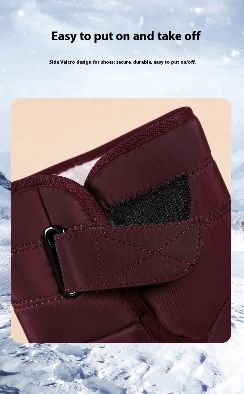 Women Men Thick Sole Lightweight Snow Boots Winter Anti-Slip Ankle Booties Waterproof Slip on Warm Fur Lined Sneaker