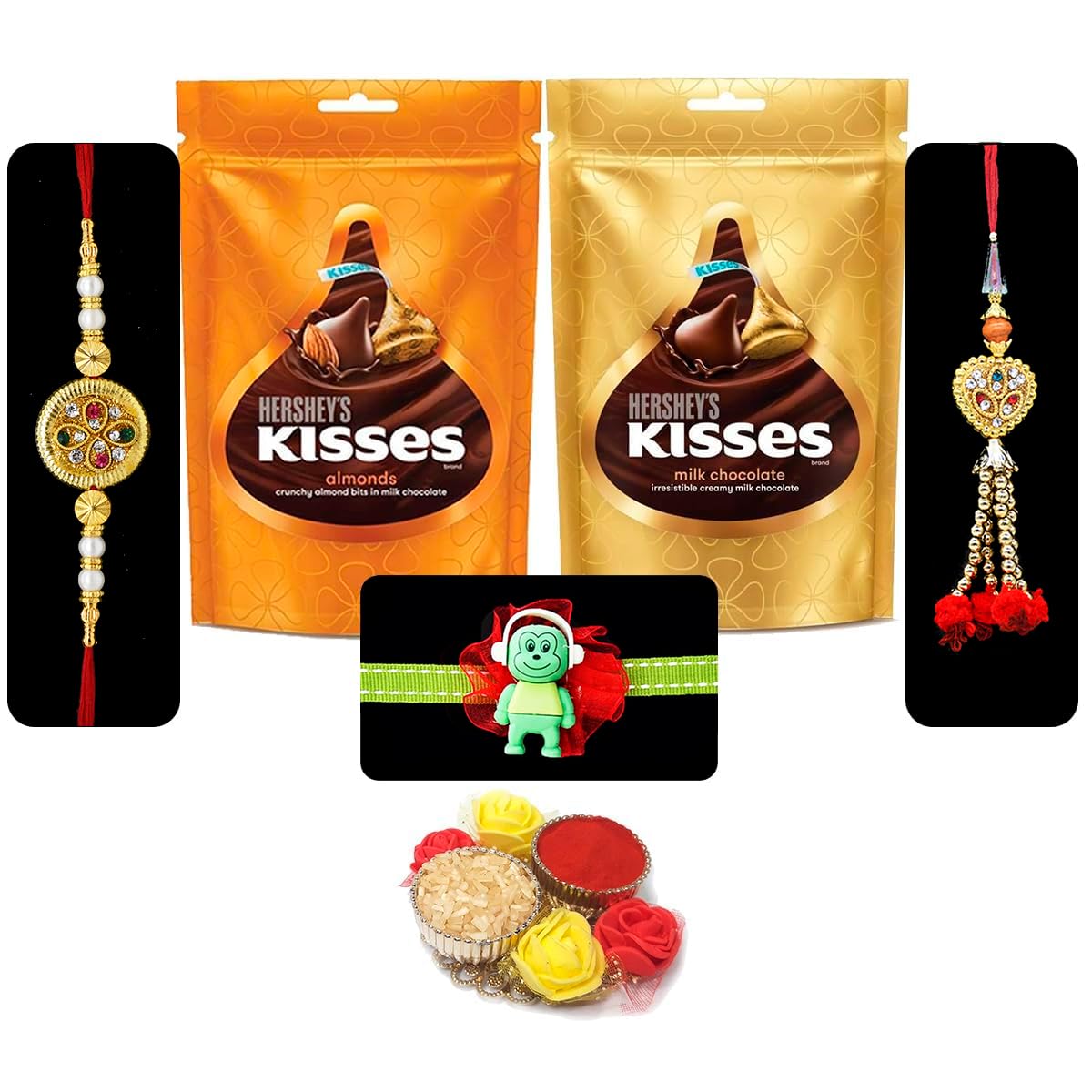 Saugat Traders Rakhi for Bhaiya Bhabhi and Kid with Chocolate - Designer Stone Rakhi for Brother - Unique Lumba Rakhi for Bhabhi - Rakhi for Kid - Roli Chawal and Chopra (B0B6G97QCN) Amazon Price History, Amazon Price Tracker