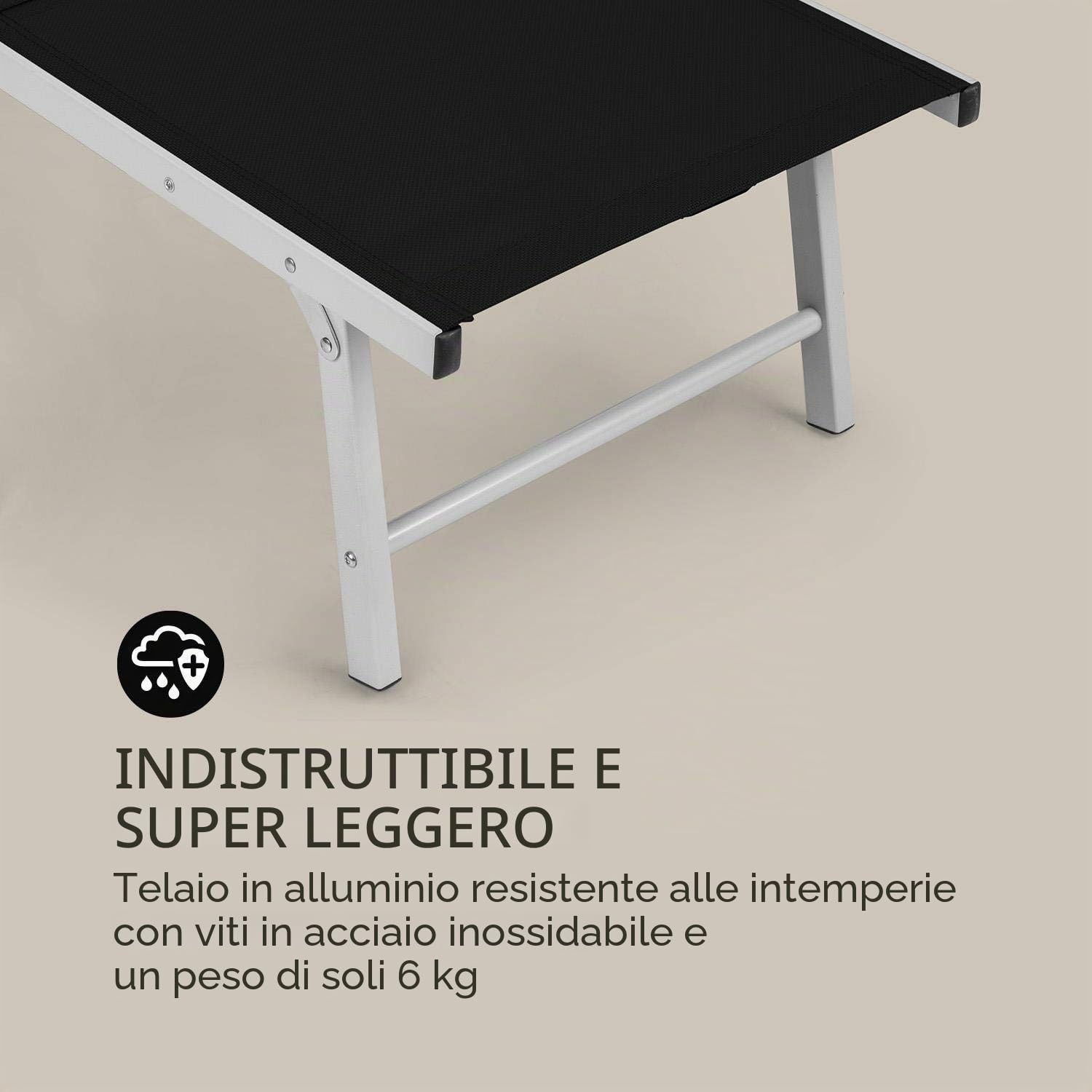 blumfeldt Sunnyvale - Sedia a Sdraio da Giardino, Lounger, Schienale con 4 Regolazioni, Poggiapiedi Pieghevole, Superficie: 174 x 51 cm, Materiale Idrorepellente, PVC/Poliestere, Nero