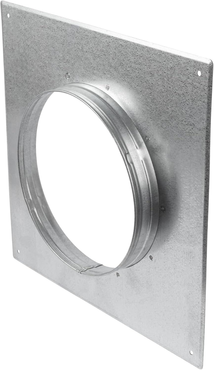 8" Inch Dryer Vent Wall and Ceiling Plate Hole Cover - Duct Connector Flange - 8' Inch Galvanized Steel Adapter for Air Ventilation Systems - Cooling, and HVAC Applications