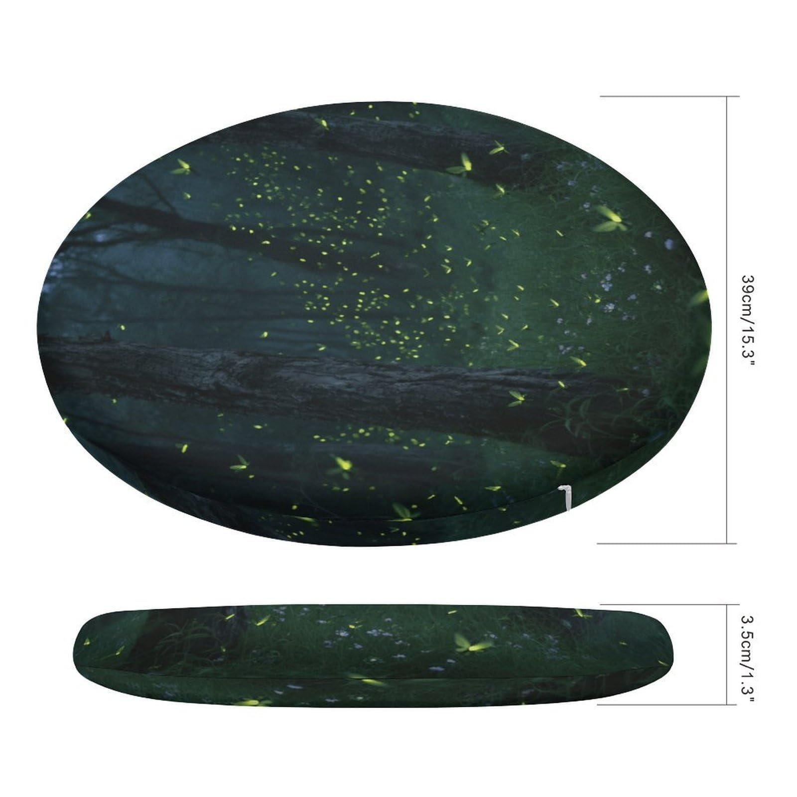 Firefly Forest okrągła poduszka, z dodatkiem pianki z pamięcią kształtu, poduszka na krzesło, pokrowiec poliestrowy z zamkiem błyskawicznym, poduszka do siedzenia na łóżko, sofę, krzesło