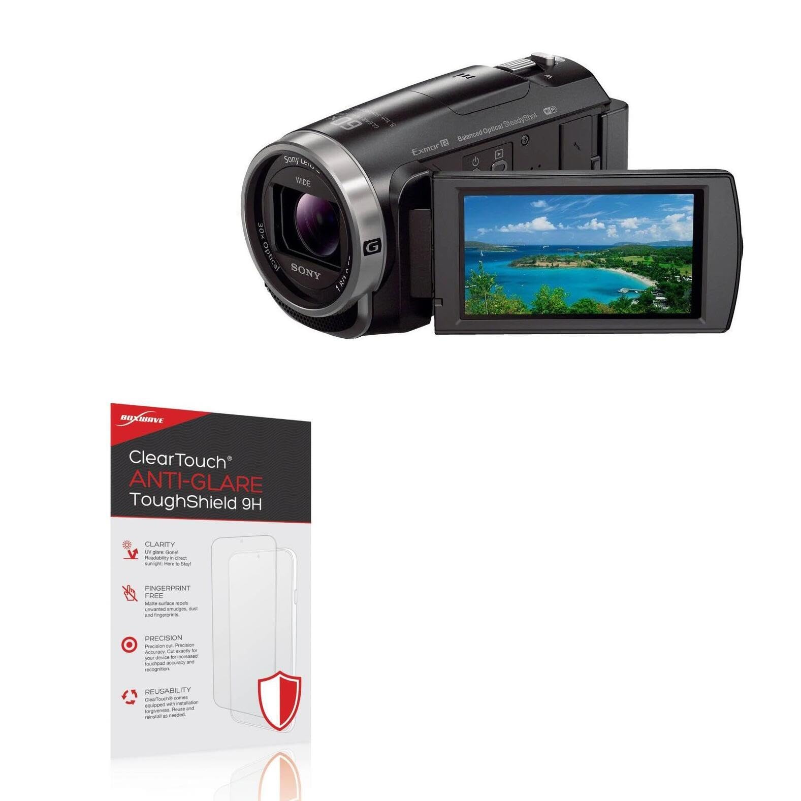 BoxWave Screen Protector Compatible With Sony HDR-CX675 - ClearTouch Anti-Glare ToughShield 9H (2-Pack), Anti-Glare 9H Tough Flexible Film Screen Protector