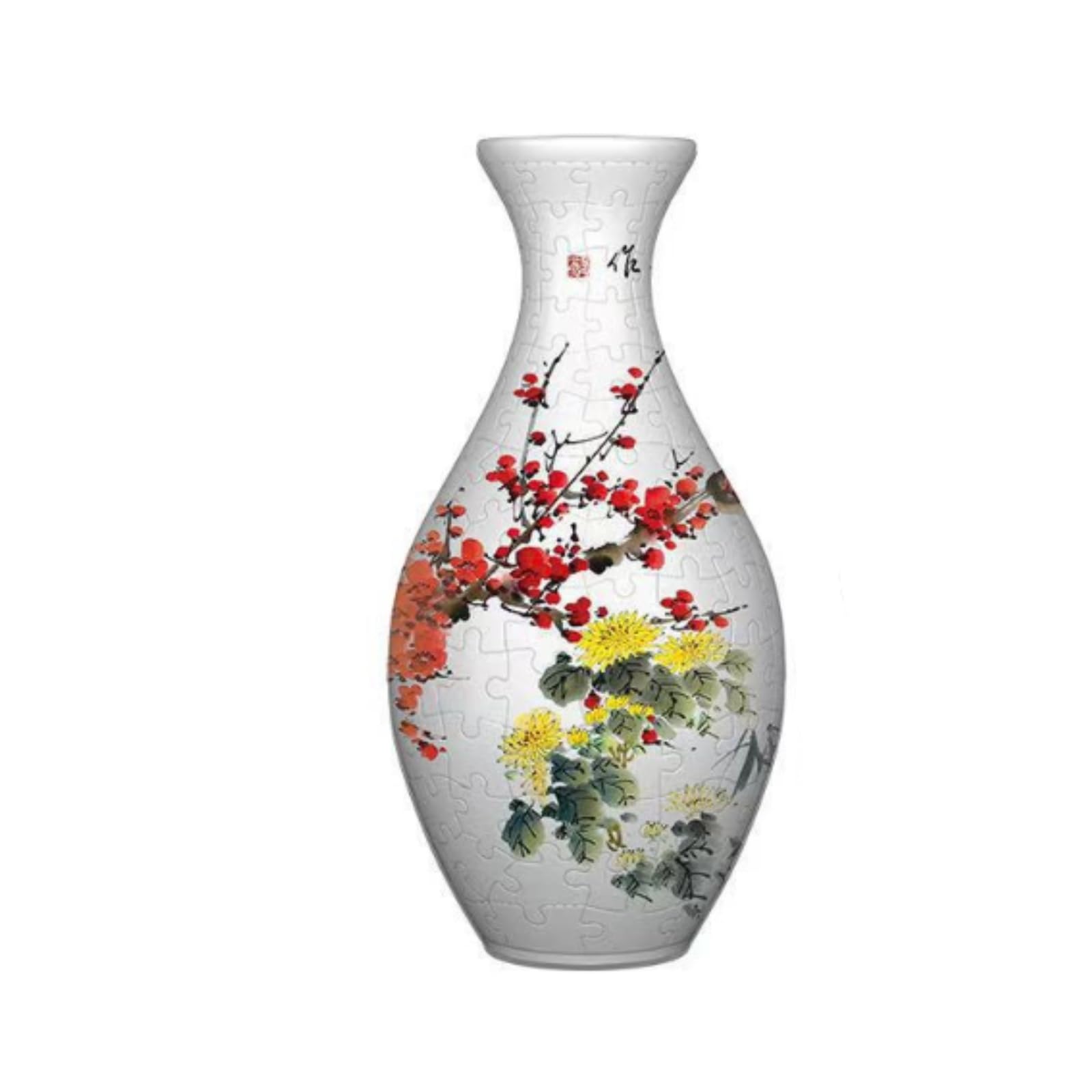 160 Pieces Holds Real Flowers 3D Jigsaw Vase Decorative Ornament DIY Vase Kit Waterproof for Children, Living Room, Desktop, Plum Blossom | 3D Puzzles | Contemporary Puzzles | Puzzles-image-6