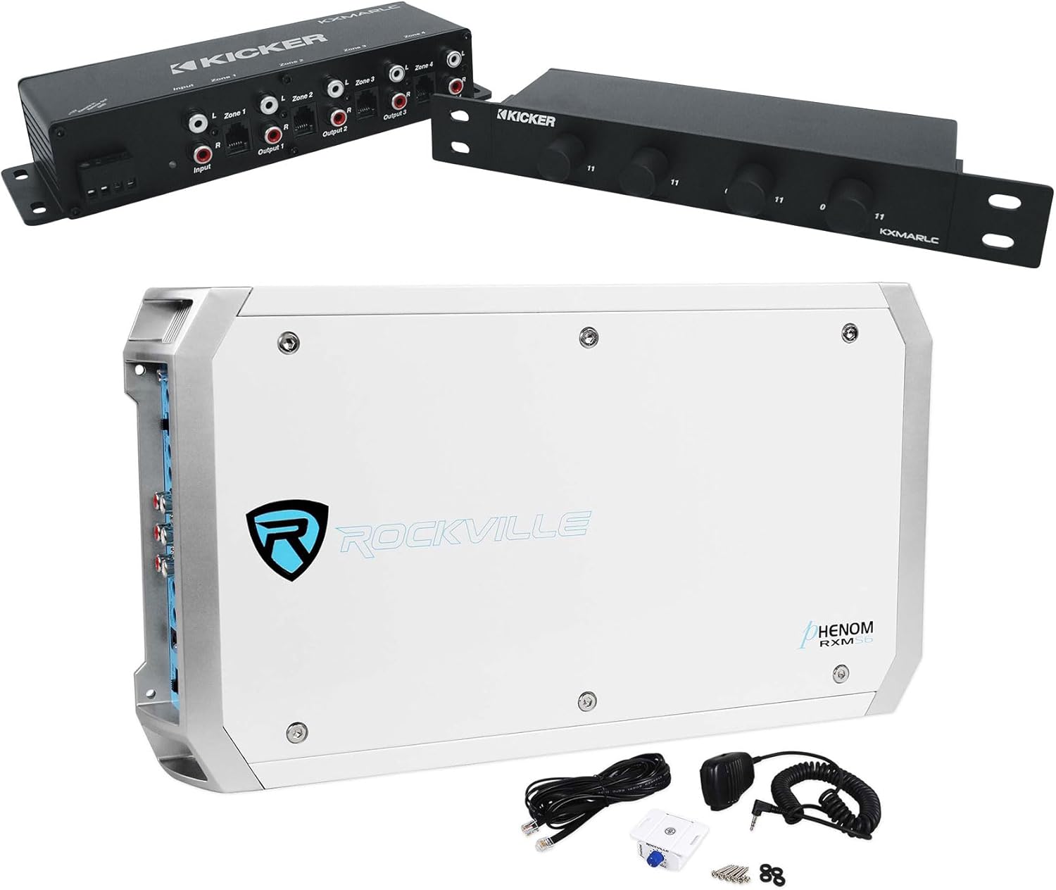 Rockville RXM-S6 Marine/Boat 6-Channel Amplifier Amp+Kicker 4-Zone Level Control