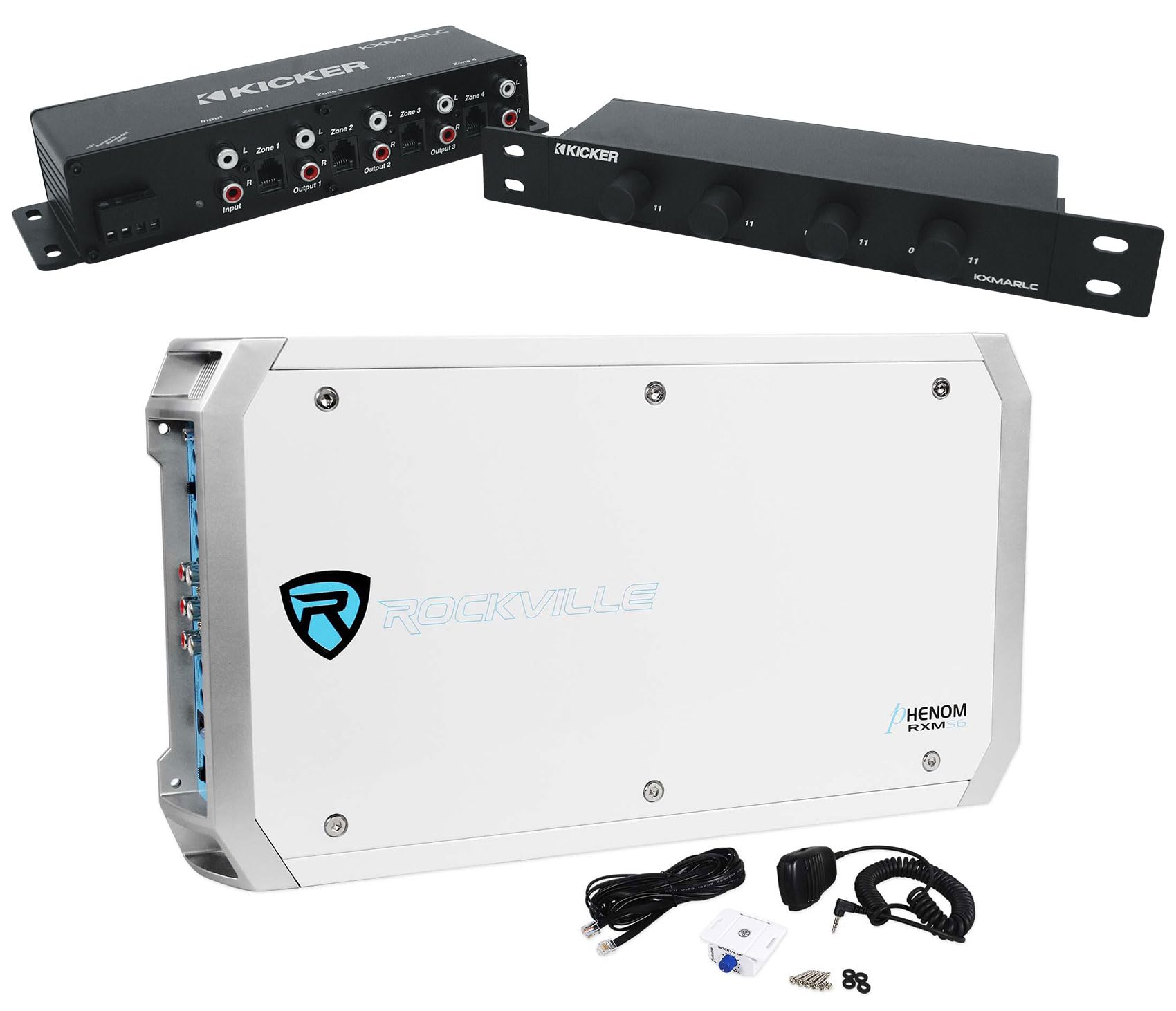 Rockville RXM-S6 Marine/Boat 6-Channel Amplifier Amp+Kicker 4-Zone Level Control