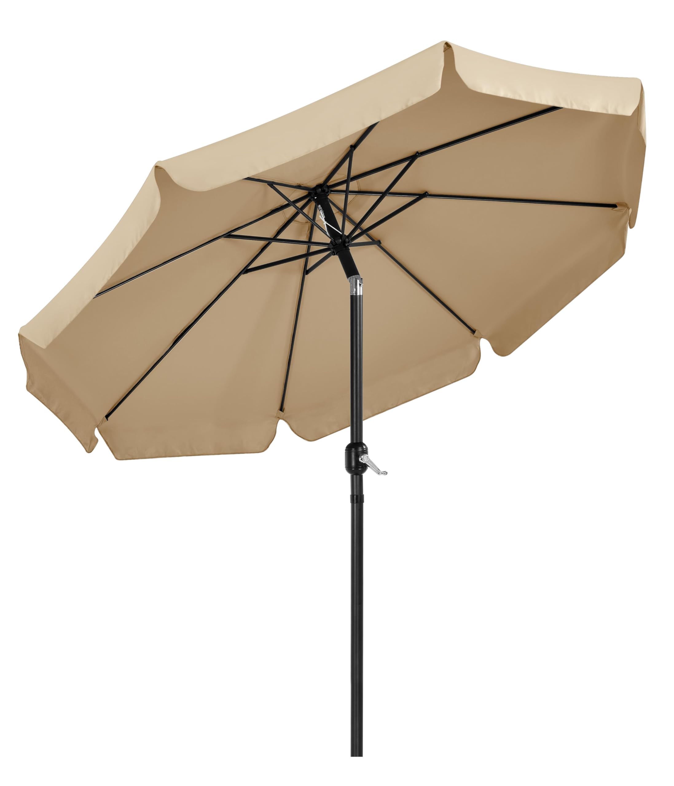 Yaheetech Sombrilla de Jardín Playa 267,5x240 cm con 8 Costillas Función de Inclinación y Manivela