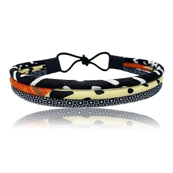 Cloth & Cord African Print Headband | Blue and Black Safari Tribal Print 3 Strand Headband | Medium Size | Black, Blue, Orange, Red, Green | 1 Count