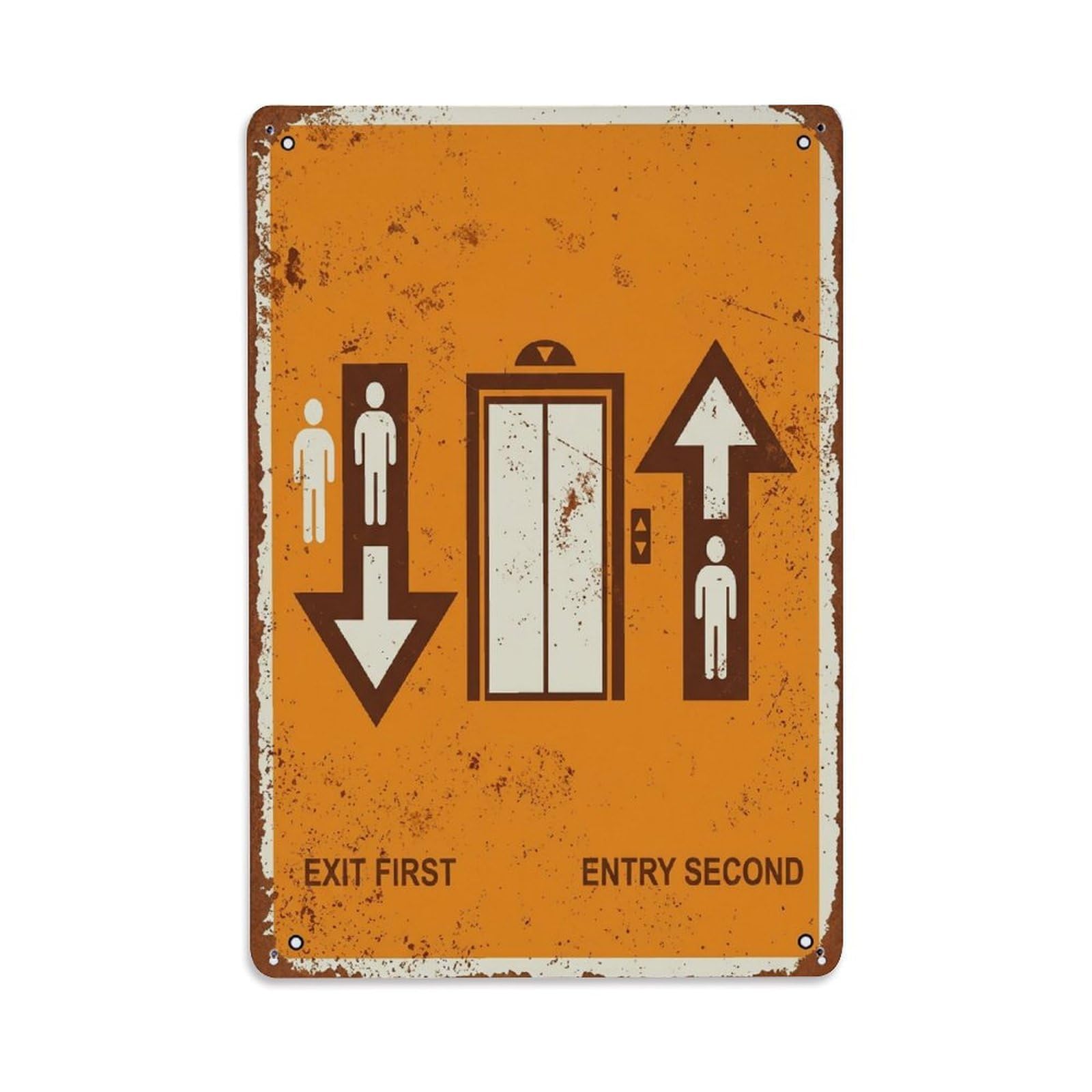 Elevator Etiquette Public Vintage Metal Tin Sign Plaque Wall Decor for Cafe, Club, Garden Metal Poster 8x12Inch