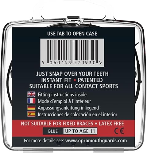 Miniatura 8 de OPRO Snap-Fit + Strap - Protector bucal deportivo para adultos y jóvenes, protector bucal para fútbol, hockey, lacrosse, rugby, MMA, boxeo y otros