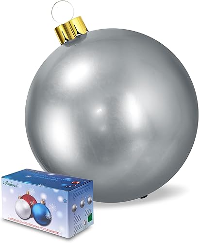 Miniatura 9 de Adornos inflables de Navidad, de 18 o 25 pulgadas, adornos de bolas de Navidad de gran tamaño para exteriores, decoración de árbol de Navidad para