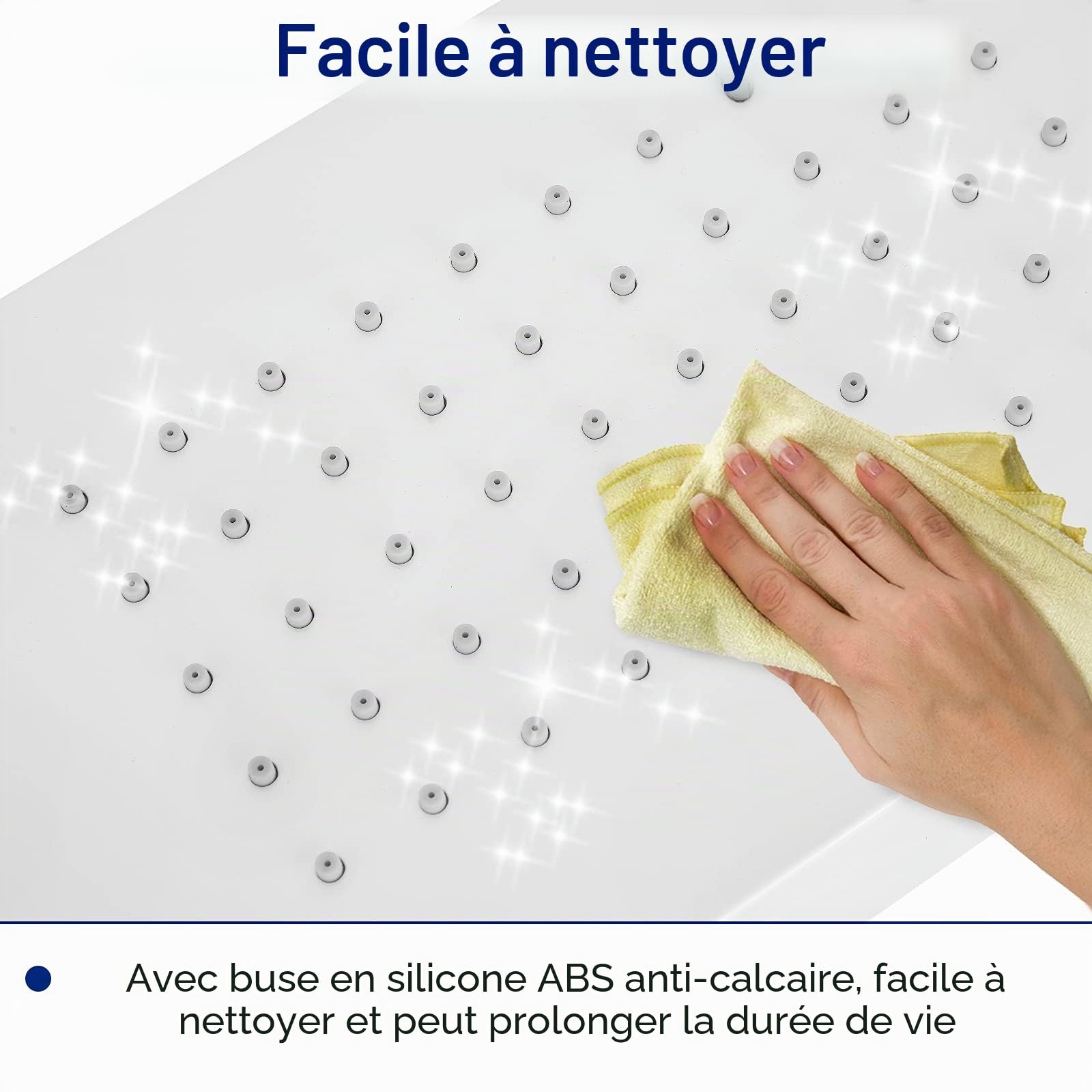 Froadp Système de Douche à Effet Pluie Ensemble Mural en Acier Inoxydable Brossé avec Douche de Massage Ensemble de Douche et Cascade à Main Ensemble de Luxe pour Salle de Bain (Blanc Mat)
