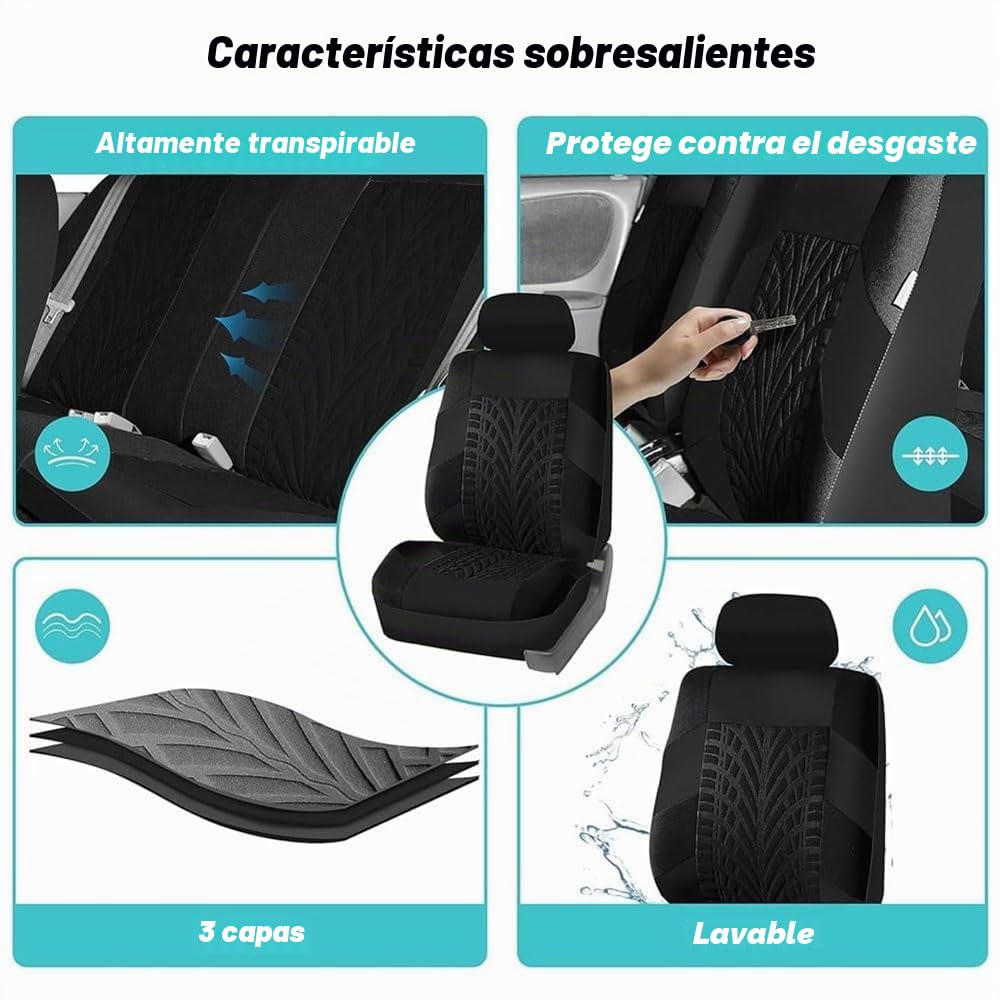 Coche Fundas Asientos para Citroen C3 2020-2025 2026, Coche Cubreasientos Cómodo Transpirable Delanteros Traseros Seat Cover Protectores Accesorios,C/Red