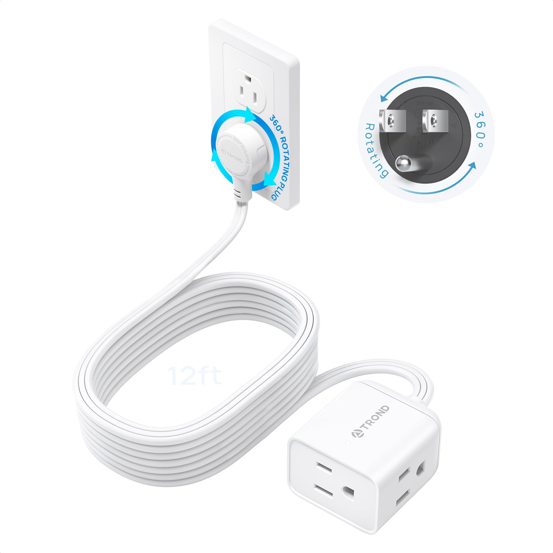 TROND Rotating Extension Cord - 3ft, 3 Outlets -24