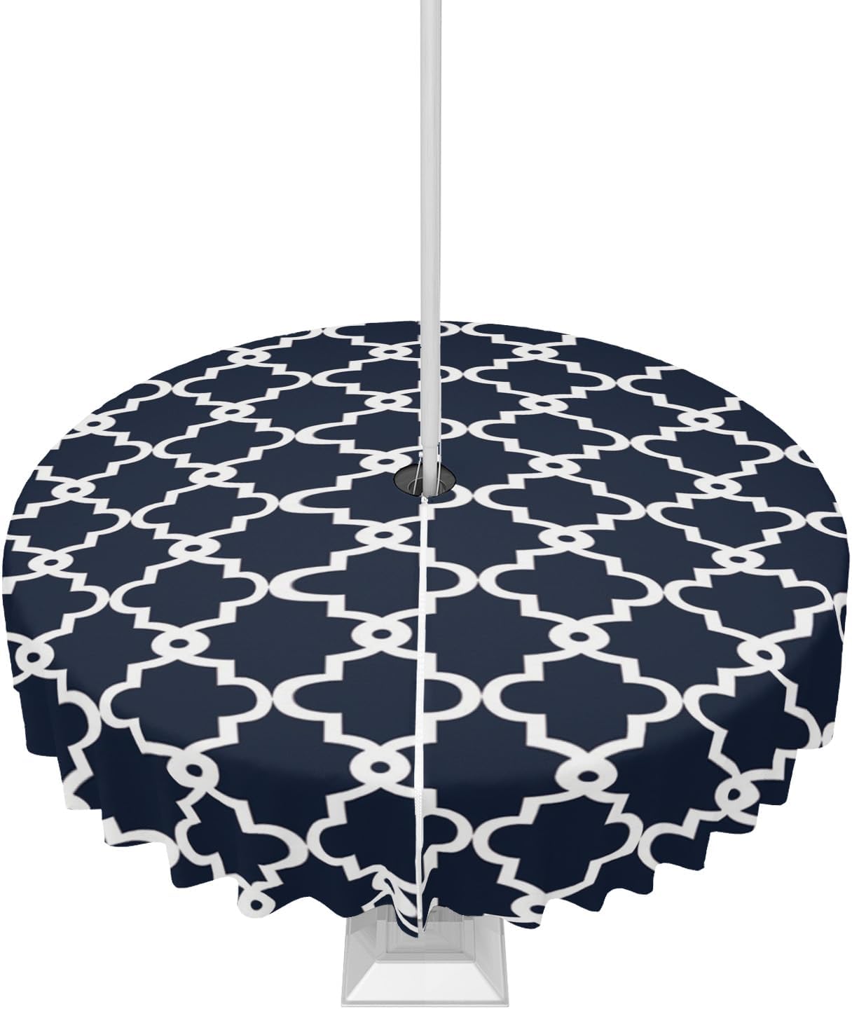 Outdoor Tablecloth with Umbrella Hole and Zipper Geometric