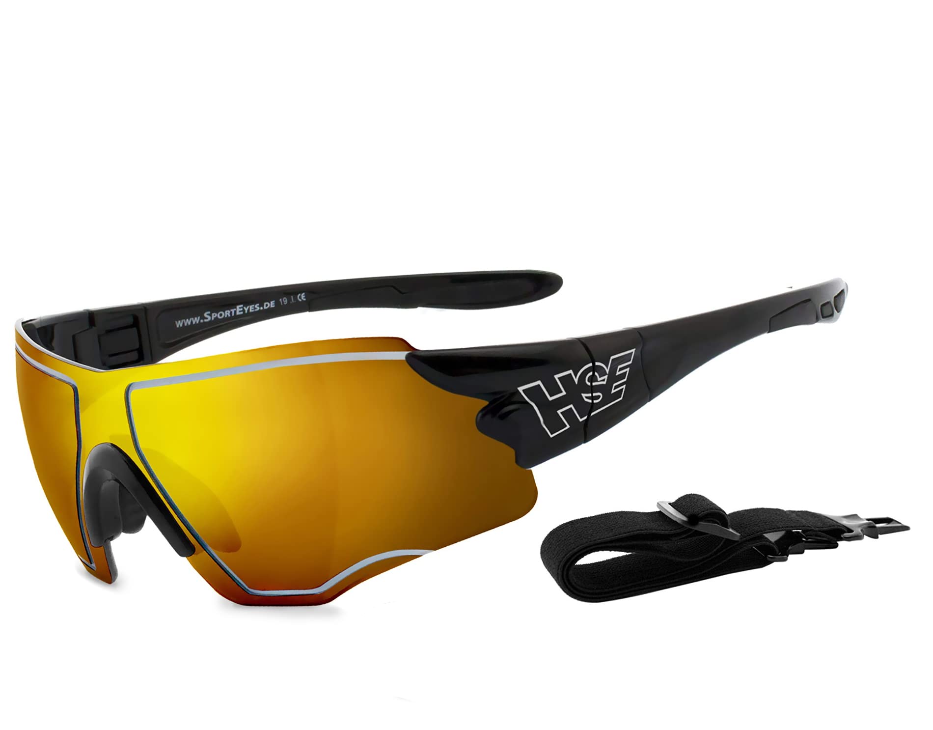 filtr ochronny UV400, HLT® szkło bezpieczne z tworzywa sztucznego zgodnie z normą DIN EN 166 | okulary sportowe, okulary rowerowe, okulary przeciwsłoneczne| oprawka okularów: czarne, okulary: SPEEDWULF