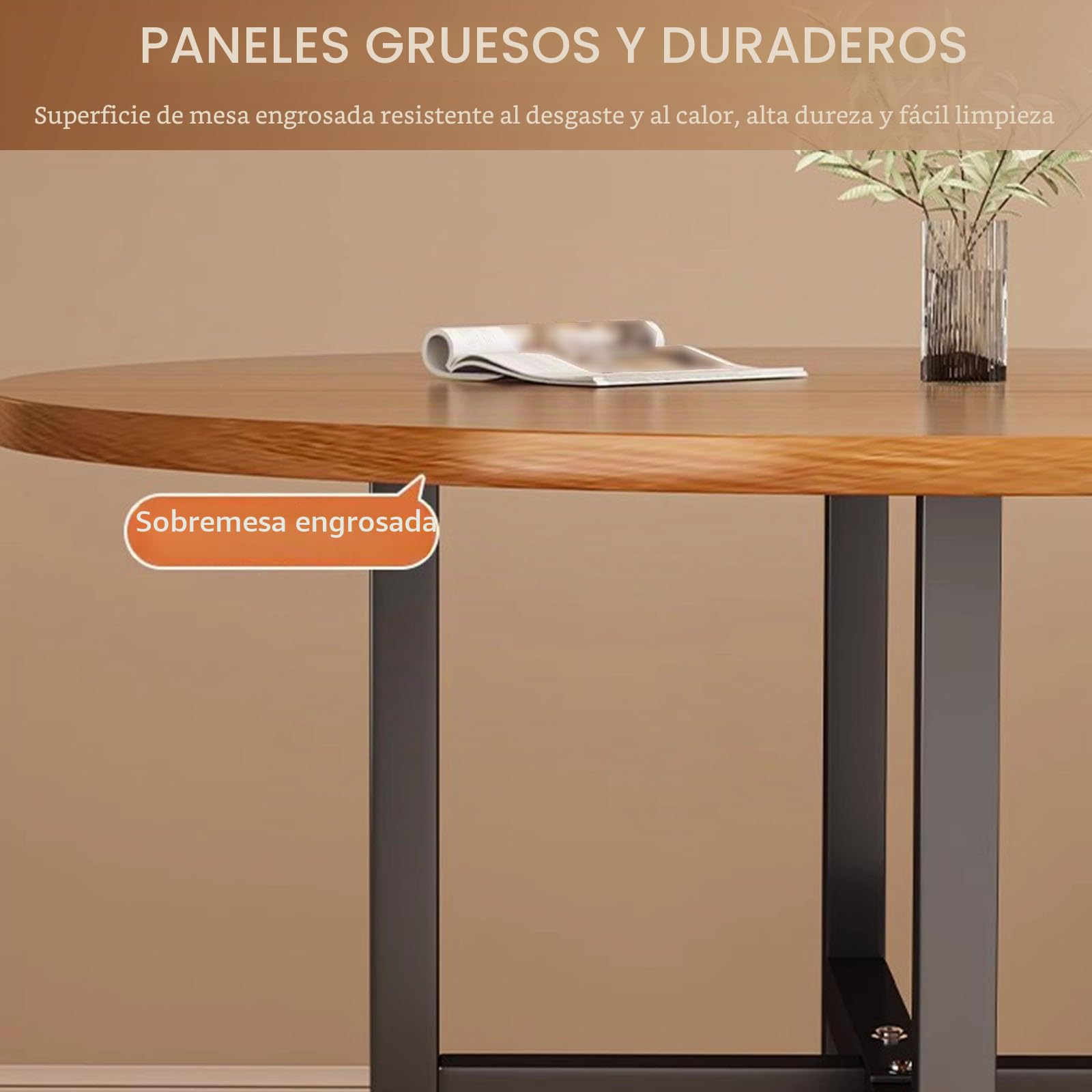 Mesa de Comedor Plegable for Uso doméstico, Mesa de Cocina Extensible con alas abatibles, Mesa de Cocina Redonda Plegable y portátil con 6 Ruedas(Brown,100cm)