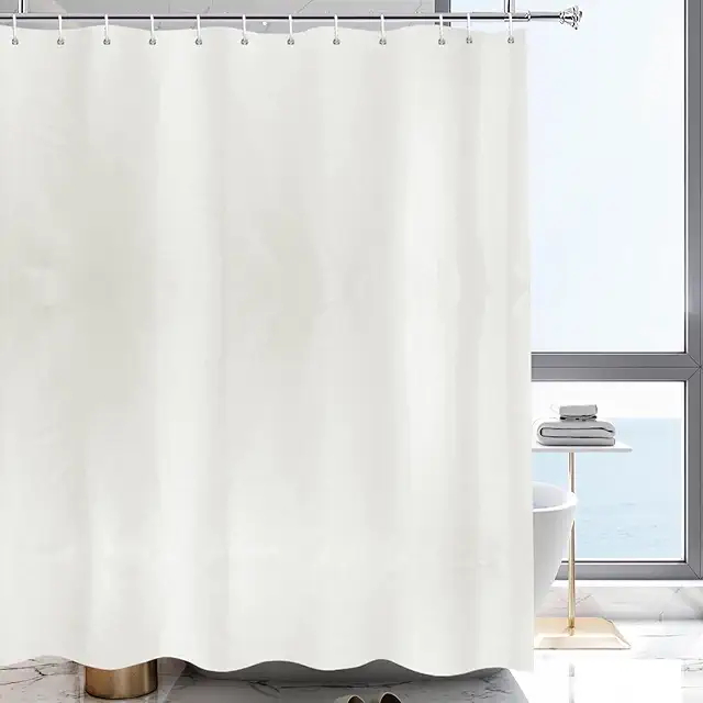 Cortina de ducha YISURE 180x240 cm, poliéster impermeable con ojales metálicos, color crema