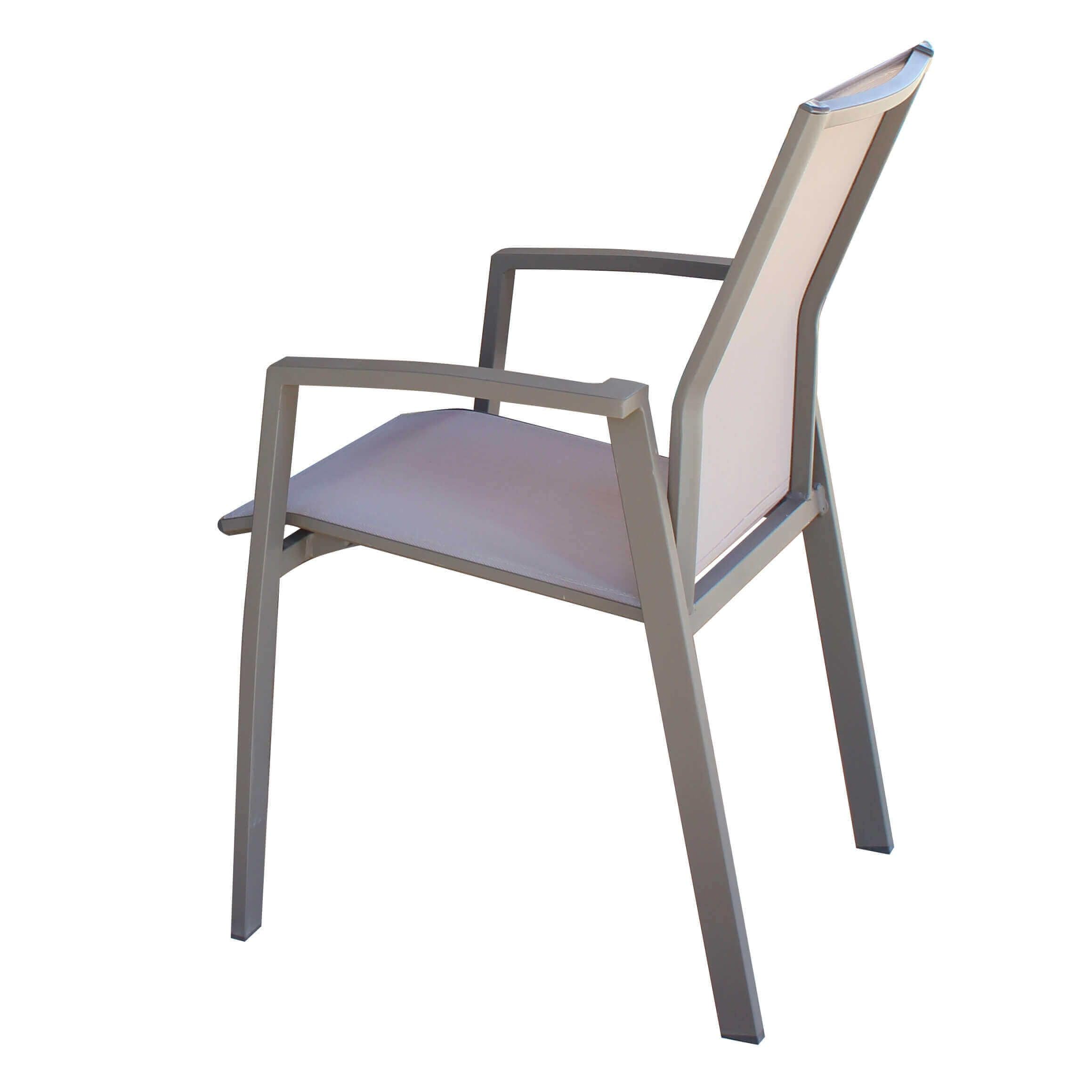 milani home - poltrona da giardino, alluminio e textilene, impilabile, taupe, linea Lotus