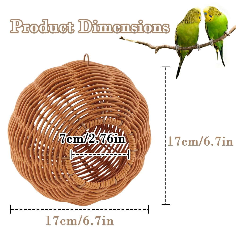 VTurboWay Rattan Vogelnest Kaufest Nest Haus Papagei Eier Lege- und Brutnest für Vogel Papagei Nymphensittich Wellensittich Finken Kanarienvogel (Doppeleingang)