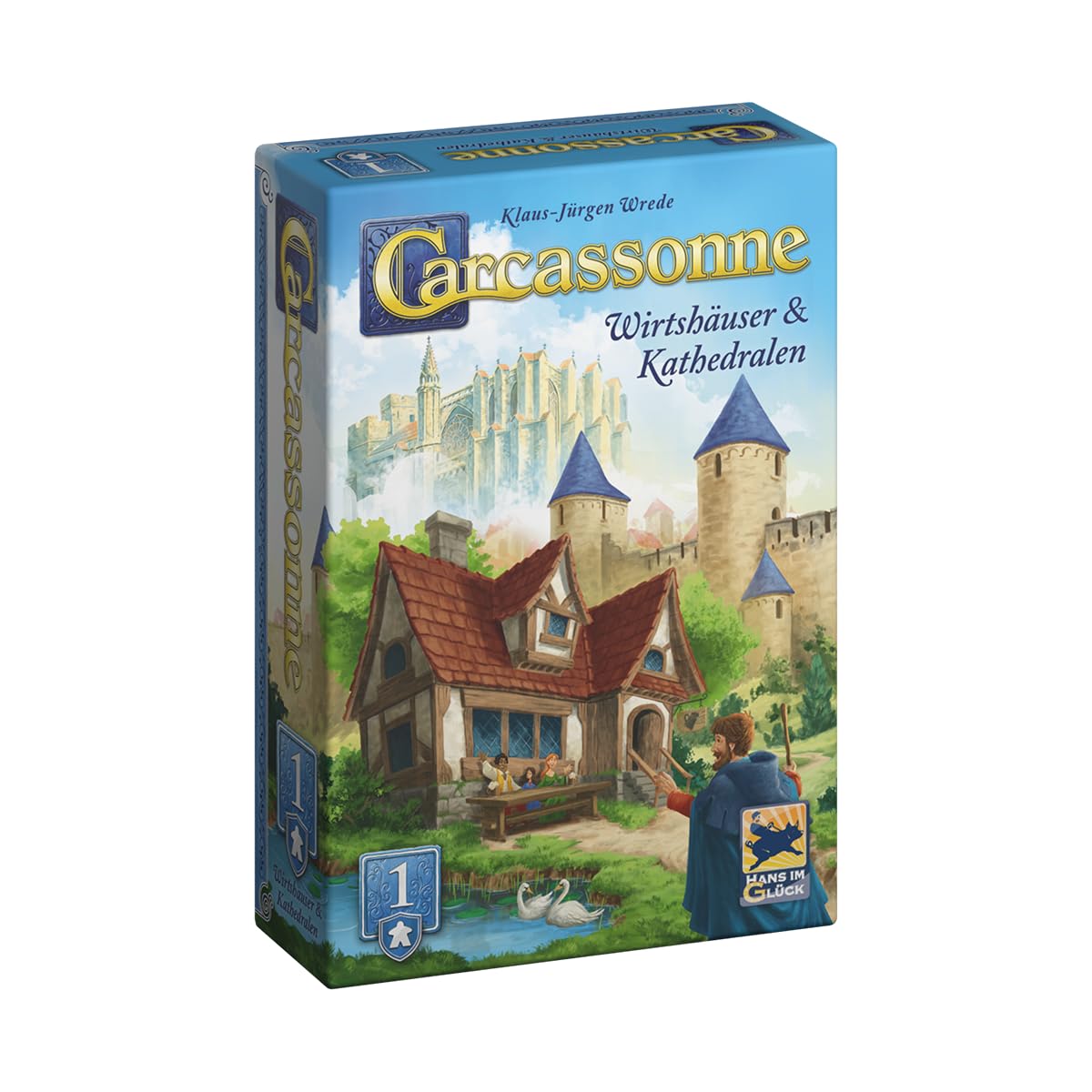 Hans im Glück Carcassonne - Inns and Cathedrals (2025 Edition), 1st Expansion, Family Game, 2-6 Players, 7+ Years, 45 Minutes, German