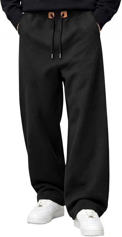 JMIERR Mens Wide Leg Sweatpants Drawstring Fleece Pants