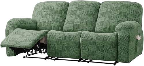 vctops Fundas de sofá reclinable con patrón geométrico a cuadros, funda elástica y suave para sofá, protector de muebles antideslizante con parte