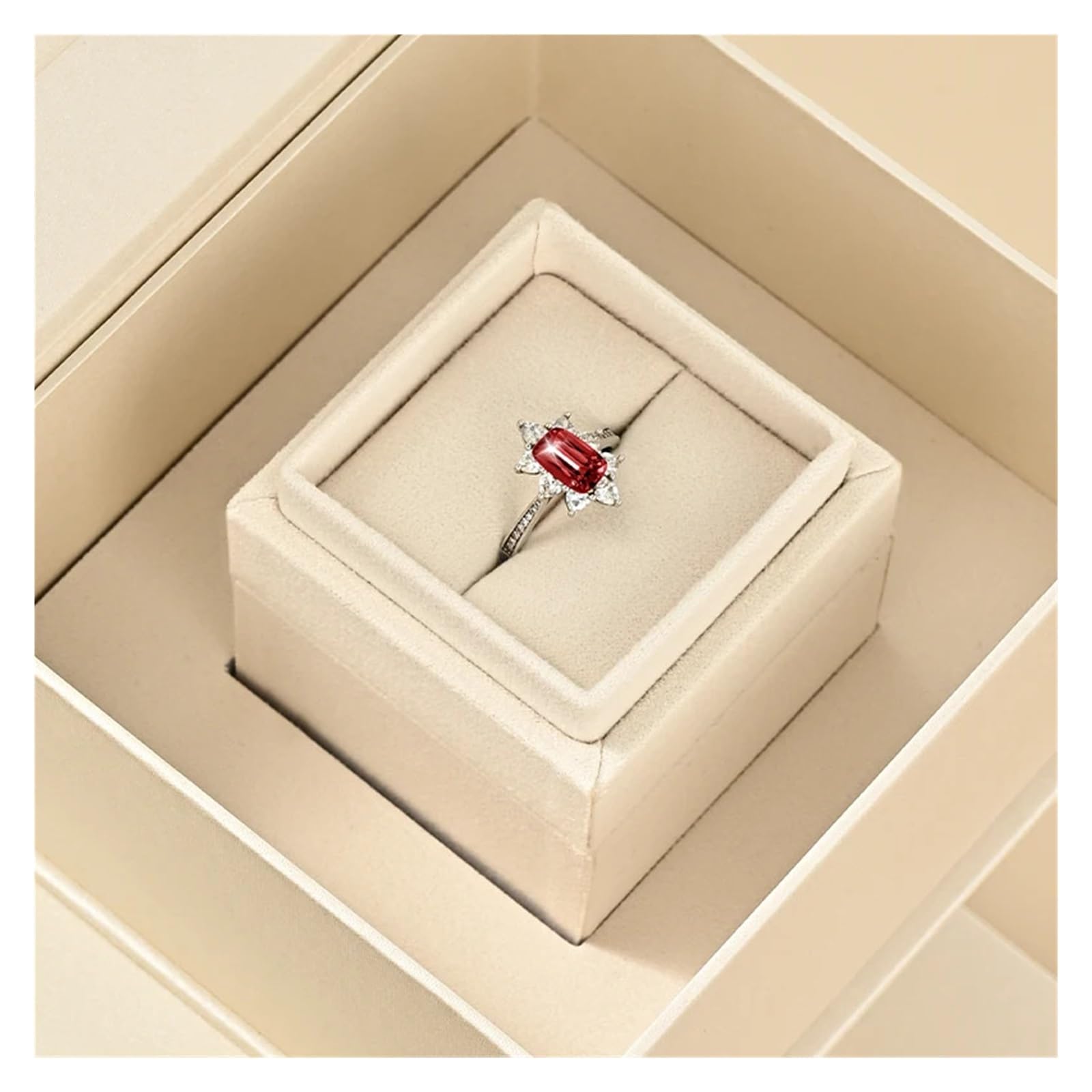 Boîte à bijoux en velours Boîte à bagues avec couvercle, boîtes bijoux magnétiques