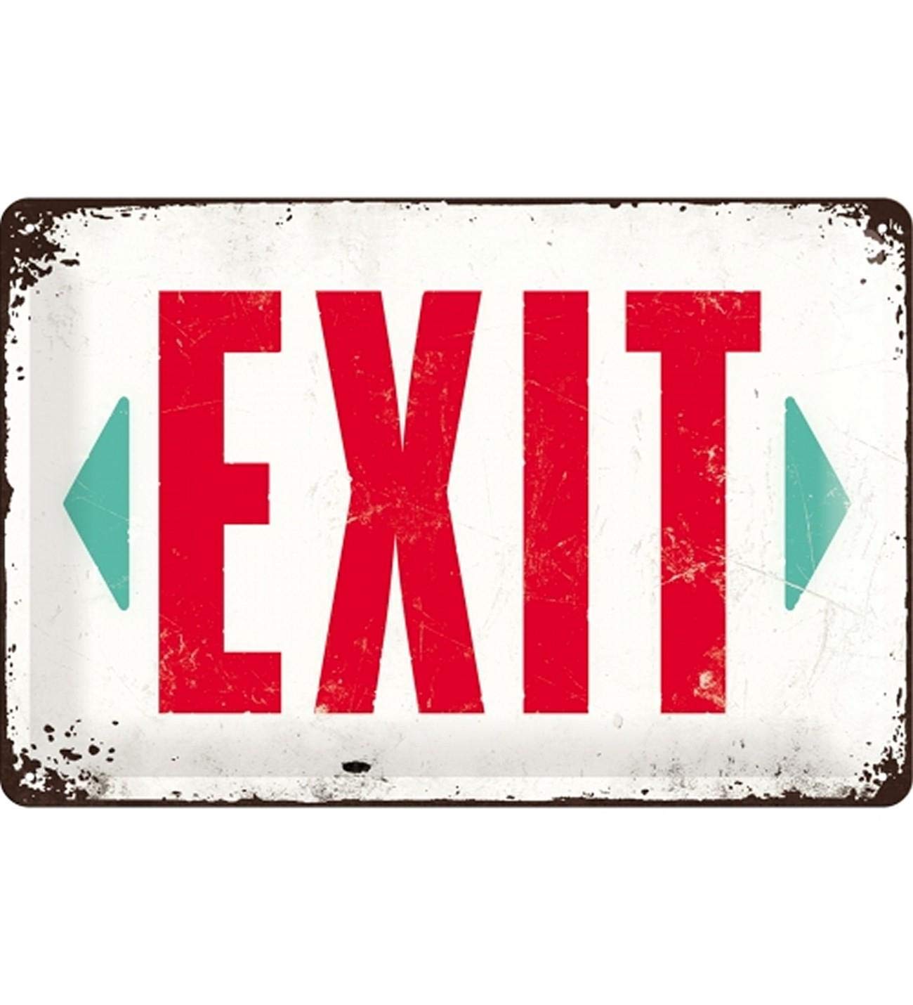 Placa Exit Way Out Metal Vintage Pintura Original | Produto Vintage e
