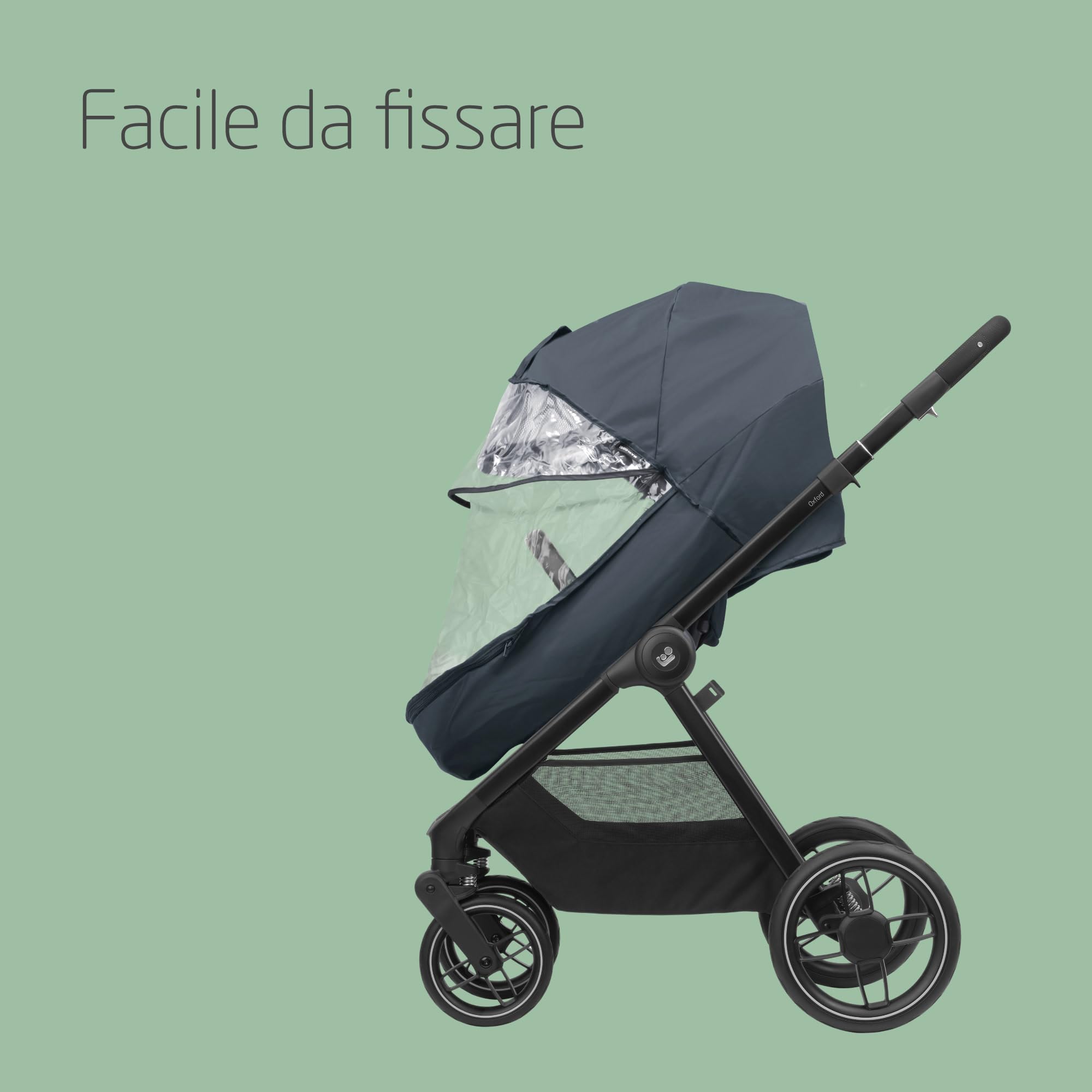 Maxi-Cosi Parapioggia Passeggino, Parapioggia Navicella, Telo Pioggia per Passeggino, Tessuto a Rete con Finestra Frontale, Facile da Agganciare, Colore Trasparente