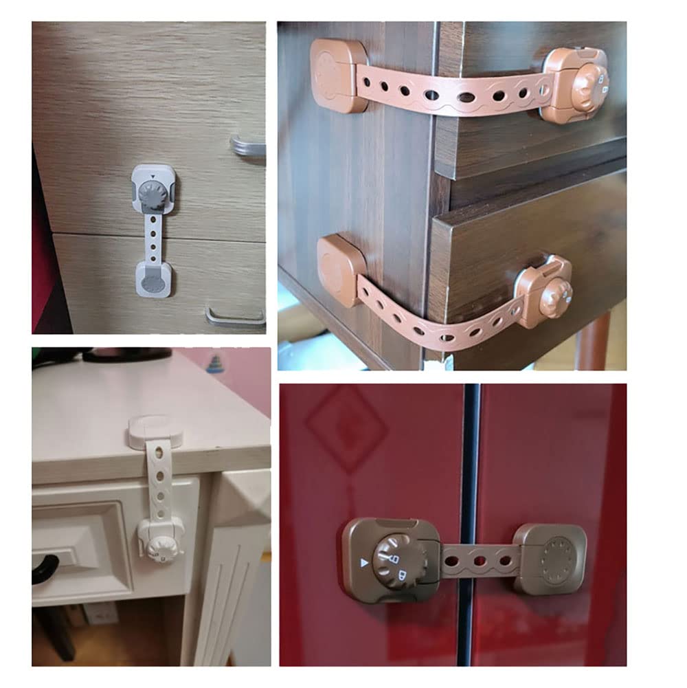 Verrous de sécurité réglables pour enfants WANGCL Lot de 6, gris blanc