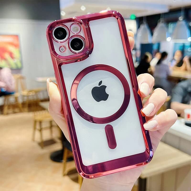 LuxuryKase Transparent Magnetic Soft Cover, Compatible with Mag-Safe, Magnetic Wireless Charging, and Attachments for iPhone 14 Plus (TPU | Red) (B0C1BGKF6F) Amazon Price History, Amazon Price Tracker