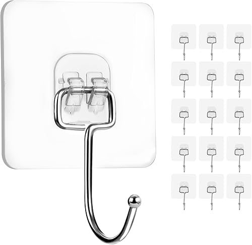 Ganchos adhesivos grandes resistentes de 22 libras, impermeables, ganchos de pared adhesivos para el hogar, baño, cocina, oficina y exteriores,