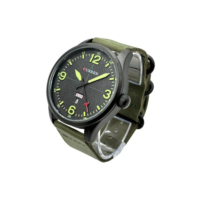 CURREN 8265. Reloj de Hombre de Cuarzo en Ante de Color Verde con función de Calendario. - Imagen 6