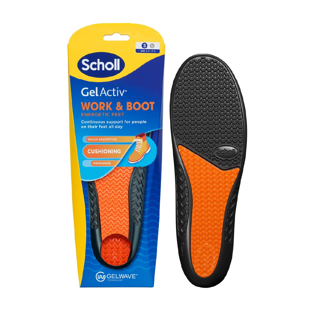 Scholl GelActiv Work & Boot Insoles for Women, All Day Comfort at Work, Shock Absorption and Comfort Cushioning with GelWave Technology, UK Size 3.5-7.5