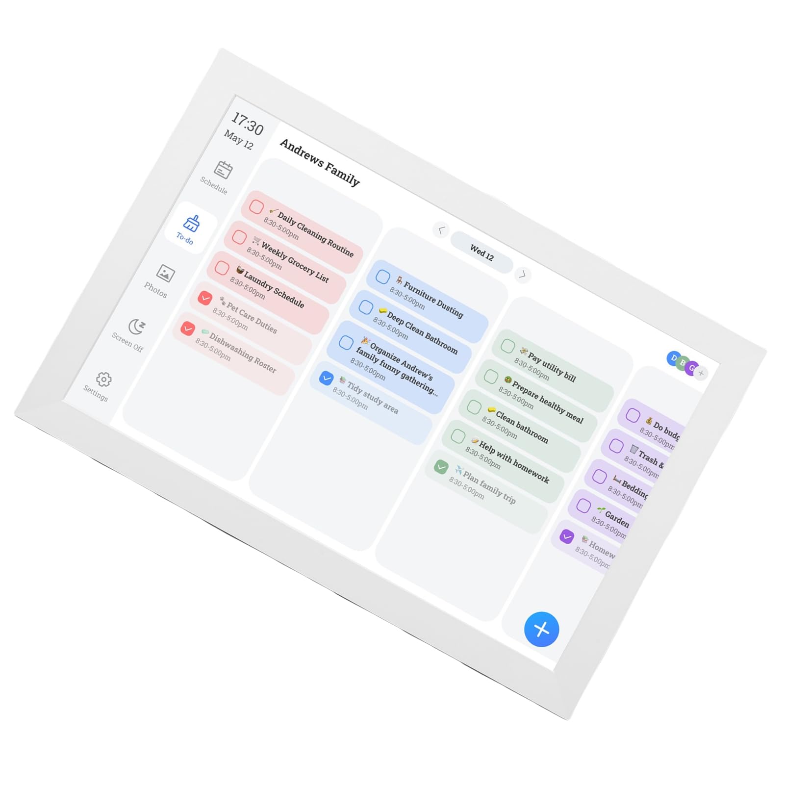 KIMISS Calendario Digitale con Grafico dei Lavori Domestici - Agenda Familiare Interattiva WiFi da 10,1 Pollici e Cornice Digitale per l'organizzazione e la Pianificazione della Casa