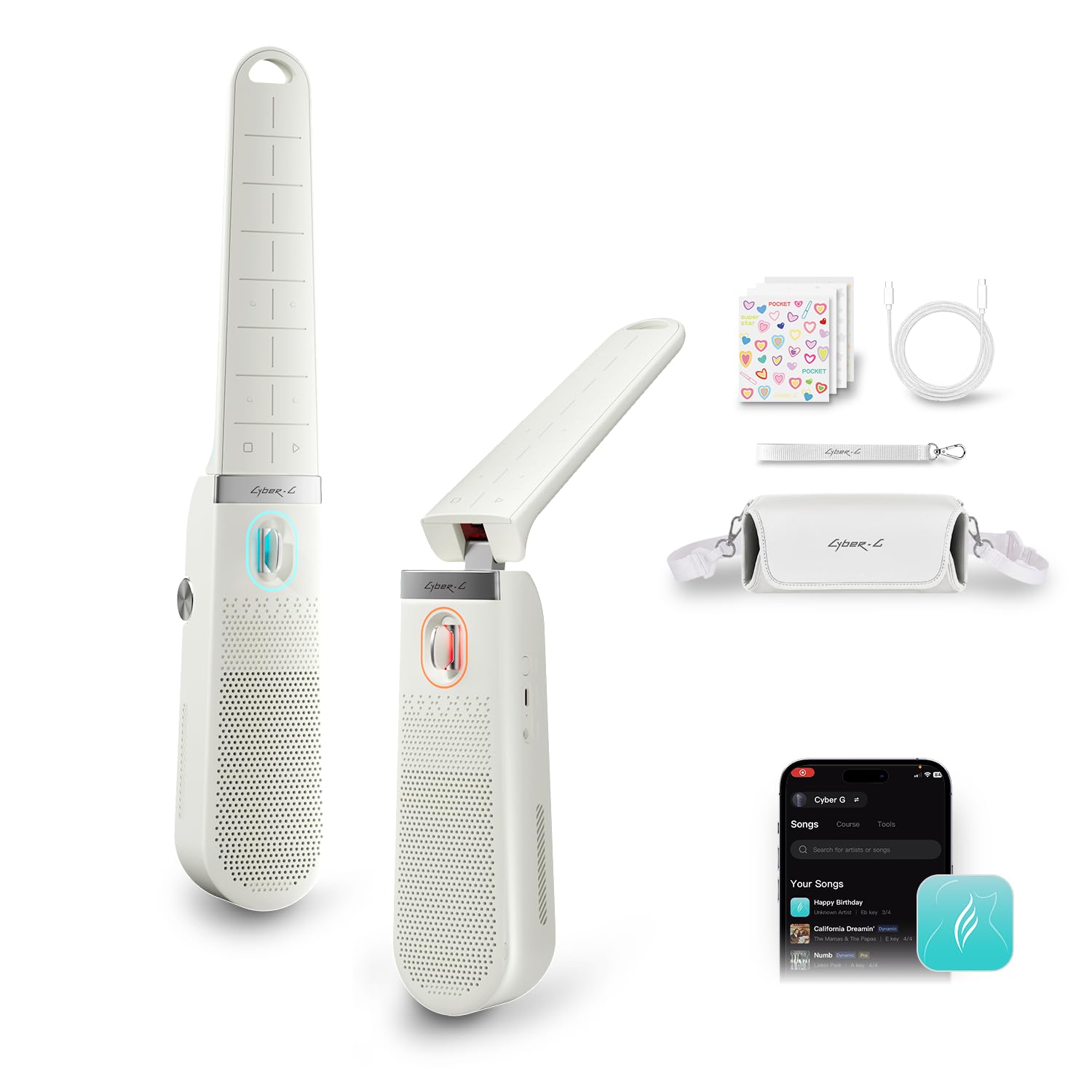 Enya Cyber-G Pocket Smart Guitarra – Instrumento musical portátil con App | Crea música sin experiencia previa, diseño plegable 0,8 kg, lista para tocar con sonidos y efectos
