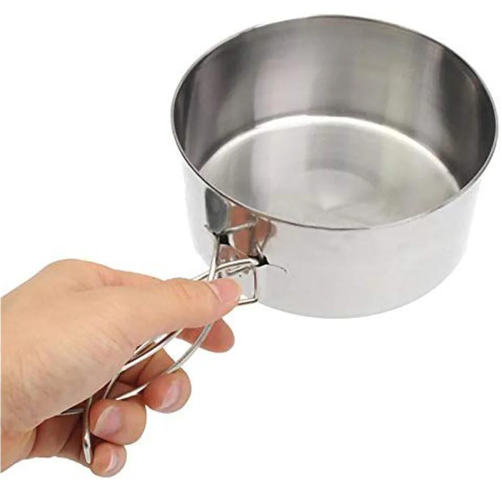 8-teiliges ultraleichtes Edelstahl-Campingkochgeschirr-Set, Mini-Topf/Pfanne/Schüssel/Becher mit Deckel, tragbare Picknick- und Wanderausrüstung