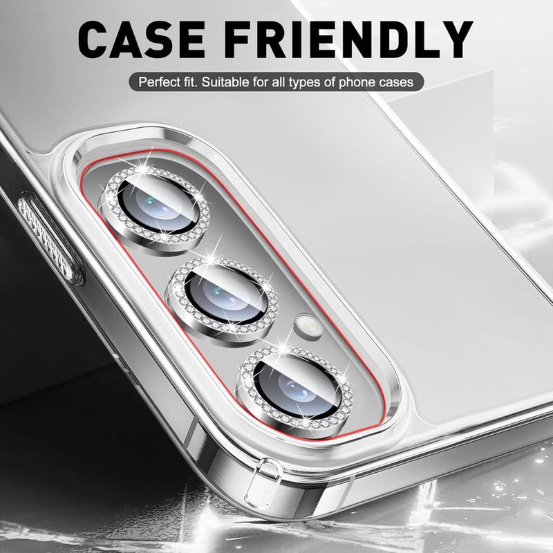 Image of For Samsung Galaxy A16 5G Camera Lens Protector, Individual Metal Ring Tempered Glass Lens Cover, [Strong Adsorption] Scratch Resistant Ultra-Thin HD Clear Lens Cover, 1 Set-Gold Diamond