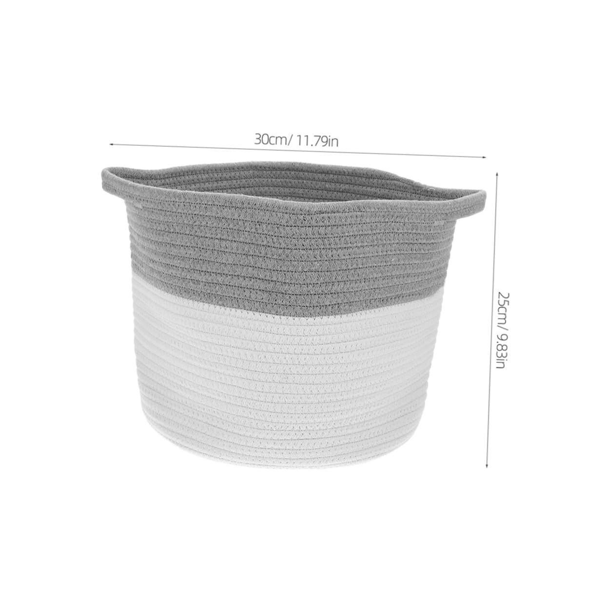 Cesta de Almacenamiento Tejida de Cuerda de Algodón, 2 Unidades | Redonda Asas, Color Beige, para Guardería y Escritorio, Diseño Suave y Versátil