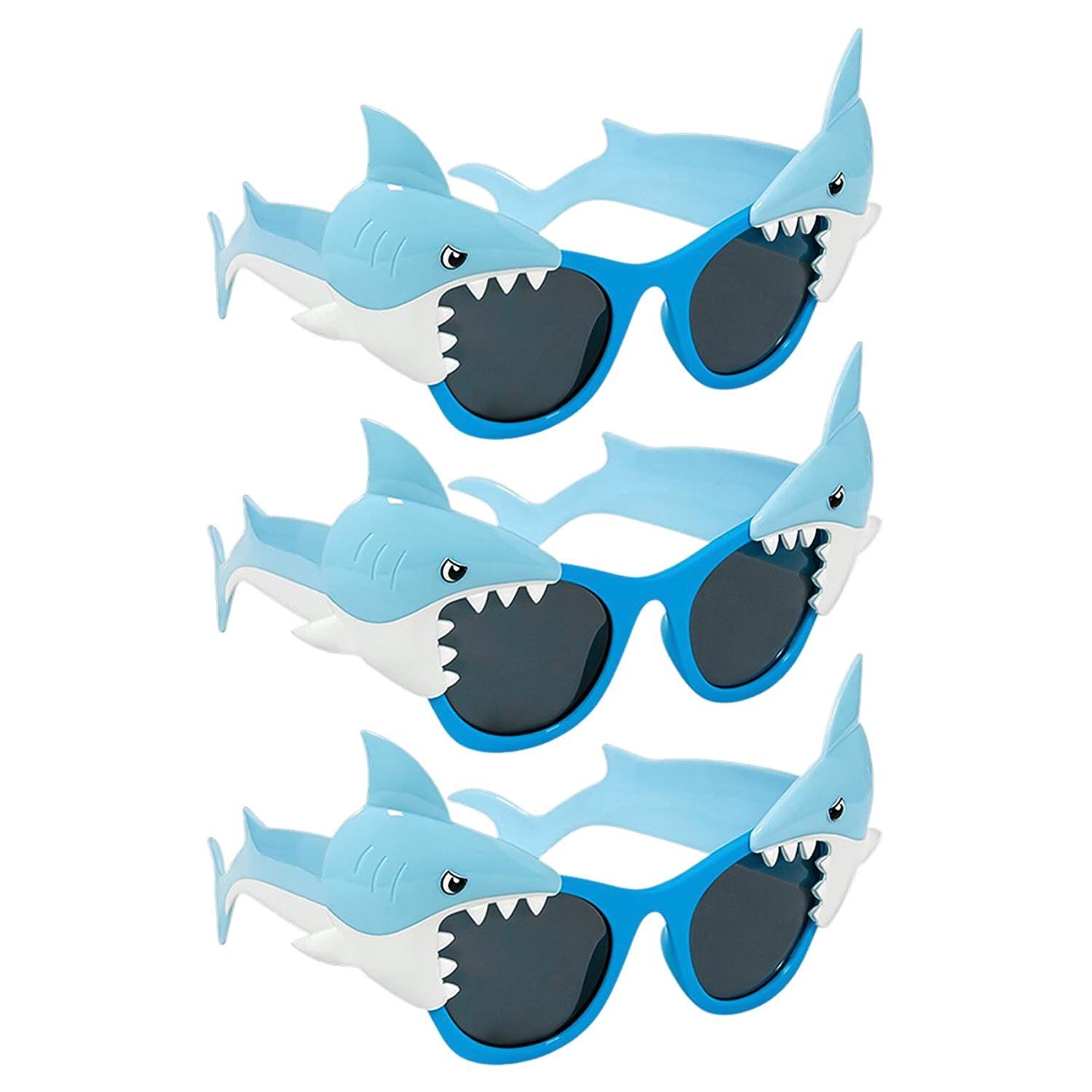 HINFHI 3 Pieces Of Shark-Shaped Glasses, Creative And Fun Sunglasses, Party Dressing Supplies, Photo Props.