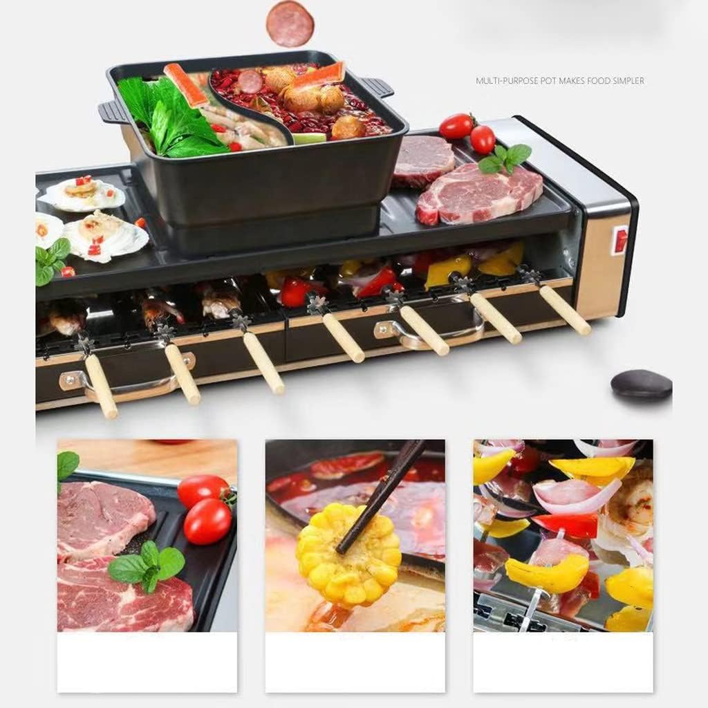 hot Pot Multifunctional Electric Oven Household Skewers Machine Smokeless Barbecue Grill Grill Shabu Hot Pot stockpots (Color : Black)