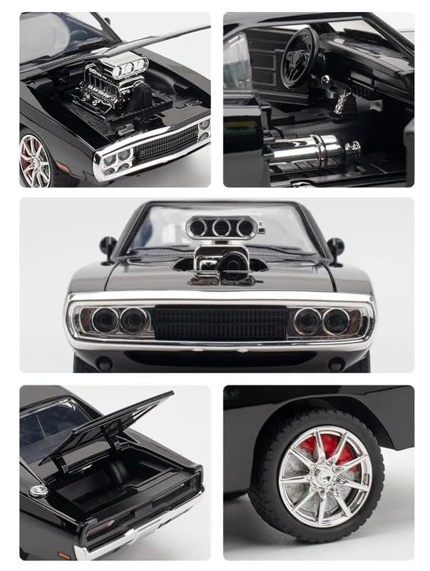 Image of Play Boy 1:24 Fast and Furious 7 Big Model Diecast Metal Alloy Pullback Toy Vehicle with Openable Doors Light and Music Car for Kids (Multicolor)