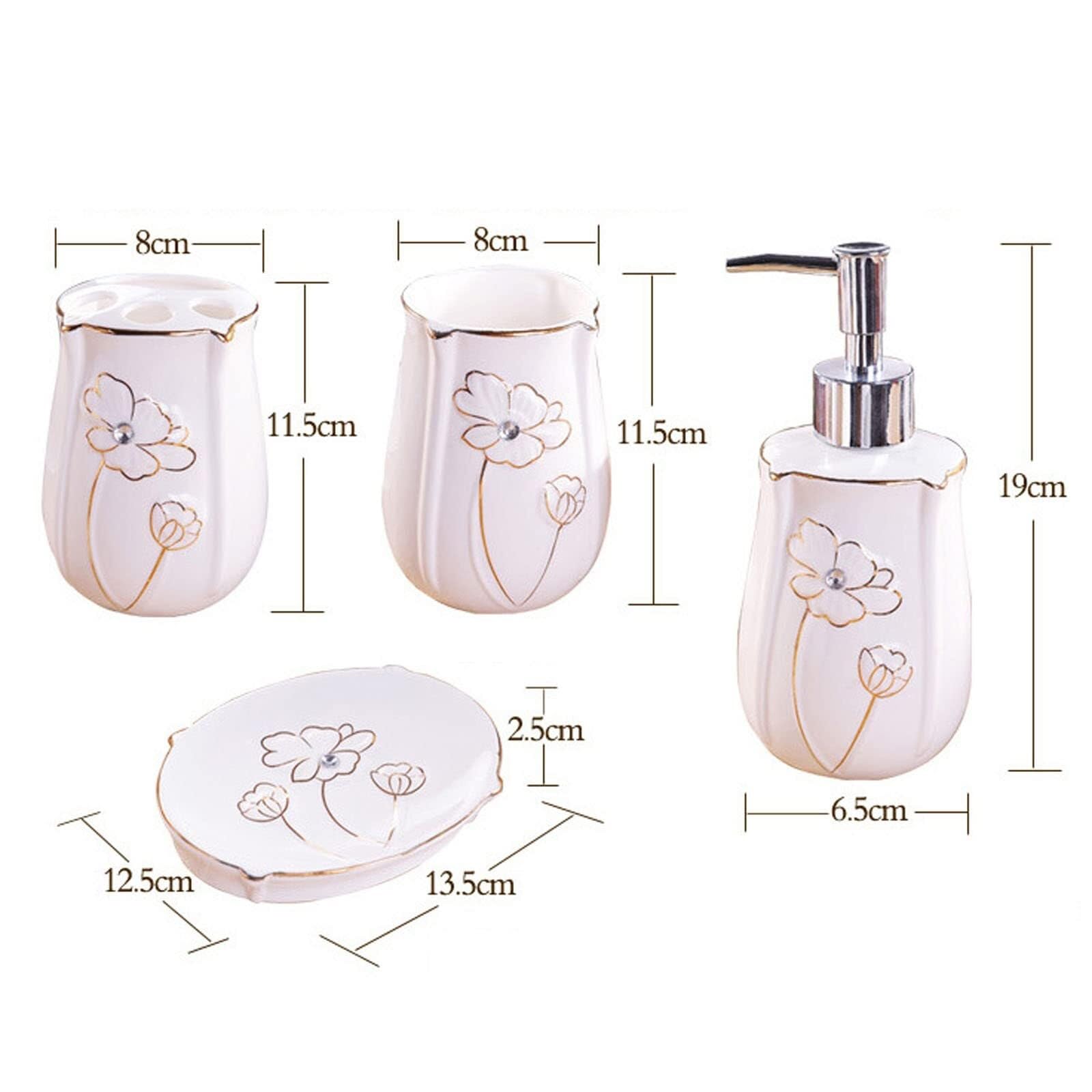 Juego de Accesorios de baño Juego de baño cerámica 5 Piezas Que Incluye dispensador loción, Porta cepillos Dientes, Vaso y jabonera Decoración estética para el hogar