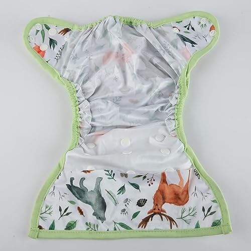 Miniatura 4 de Pañal para bebé, tamaño único, 10 libras a 36 libras (animales de acuarela)
