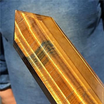 AtkitS Natural Tiger Eye Obelisk Quartz Crystal Point Meditation Wand (Size : 200-250g)