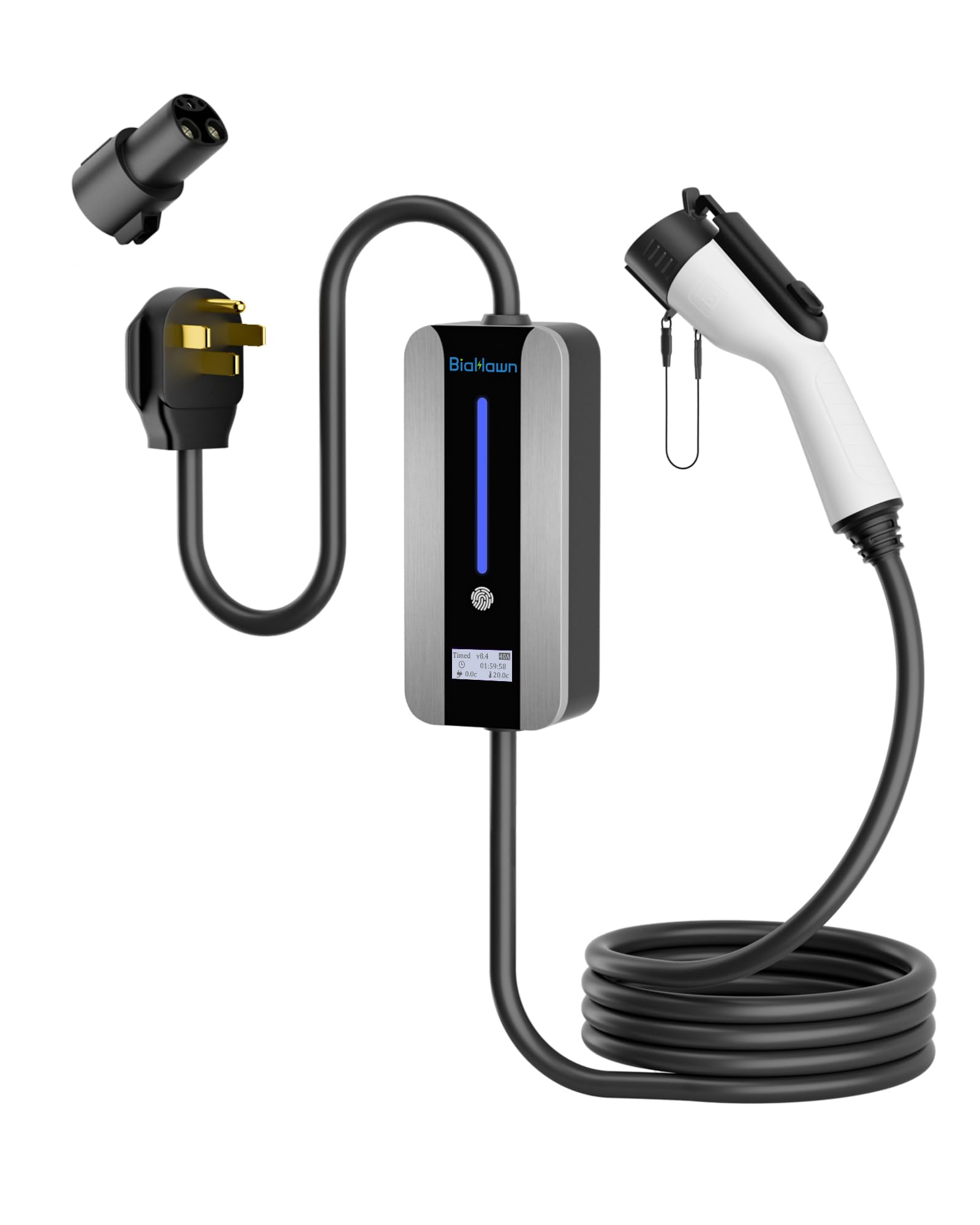 Level 2 EV Charger (240V, 40A) for Tesla and SAE-J1772 EVs, 26ft Charging Cable, NEMA 14-50 Plug, SAE-J1772 Adapter and J1772 to Tesla Adapter