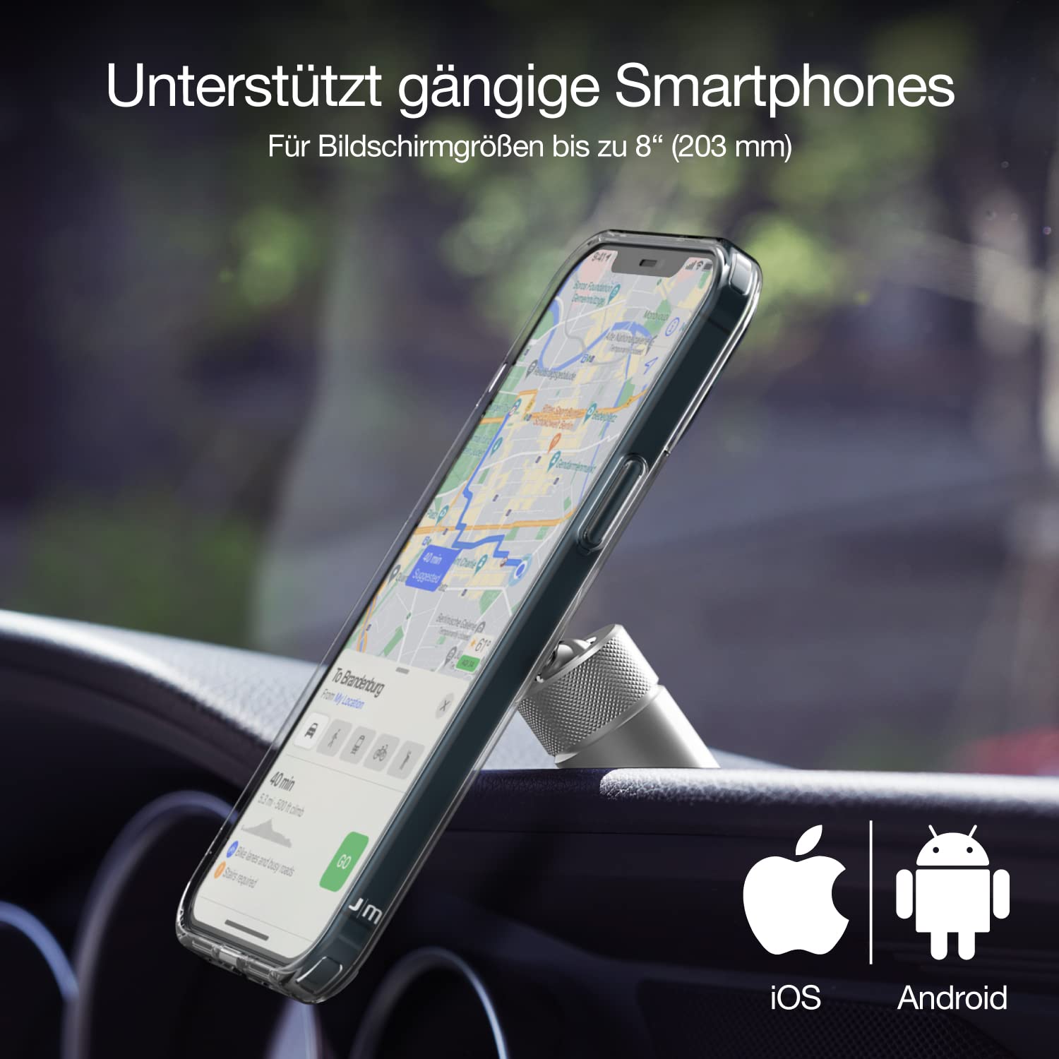 Just Mobile AluDisc Go I - Supporto magnetico per cellulare da auto, compatibile con funzione di ricarica magnetica, supporto per ventola da auto in alluminio (argento)