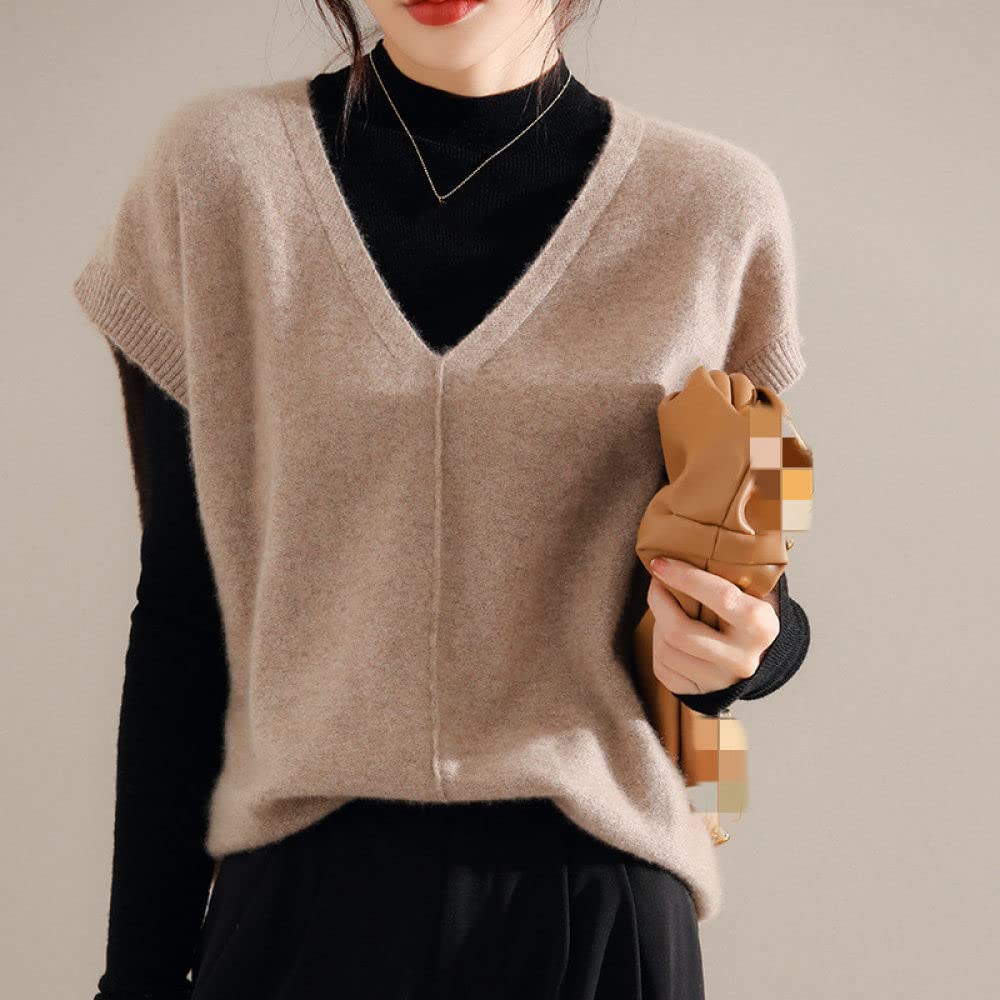 Donna Gilet Lavorato A Maglia,Gilet In Maglia Da Donna Cammello Scollo A V Caldo Gilet In Cashmere Elegante Gilet Senza Maniche Gilet In Maglia Gilet Autunno Inverno Maglioni Senza Maniche Canotta C