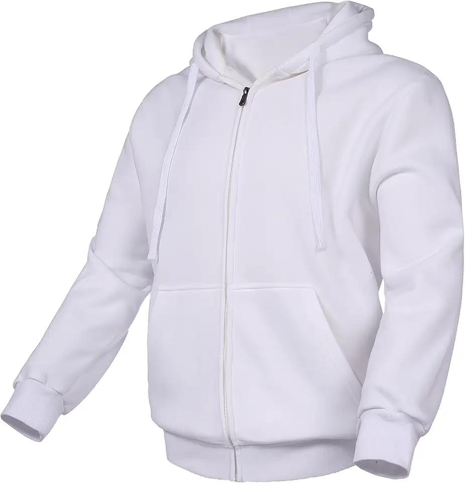 Mens Full Zip Fleece Hoodies Midweight Long Sleeve Drawstring Workout Gym Hooded Sweatshirt with Pockets