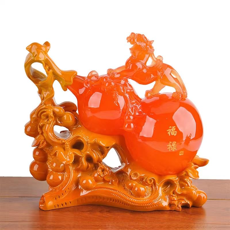 Gourde Wu Lou et Pixiu en simulation jade, un artisanat raffiné pour le bureau